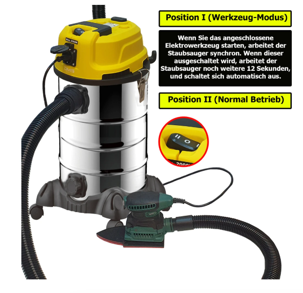 DMS® Staubsauger 2300W Nass Trocken Industriestaubsauger 30L Industriesauger