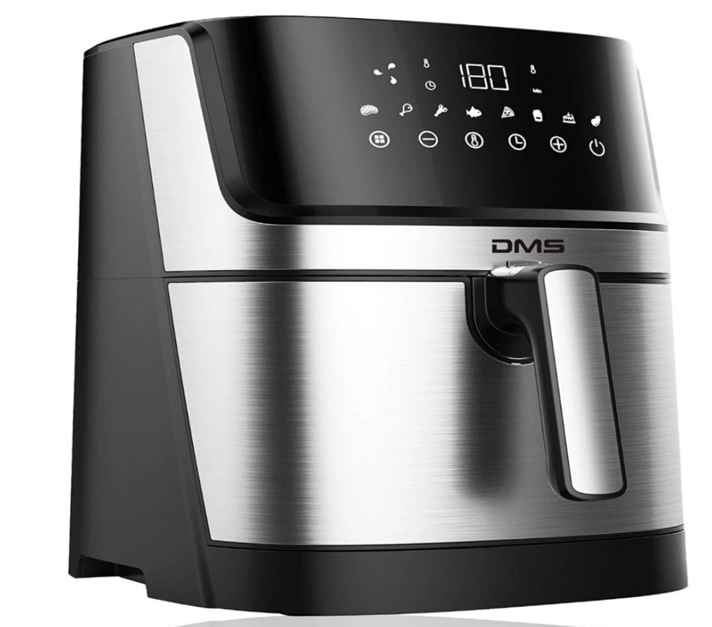 DMS HF-6E 1800W 6L Heißluftfritteuse Airfryer Fritteuse Silber/Schwarz Digital