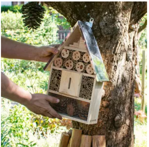 Navaris Insektenhotel Holz Bienenhotel Nisthilfe Garten Balkon 40cm