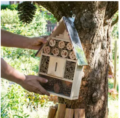 Navaris Insektenhotel Holz Bienenhotel Nisthilfe Garten Balkon 40cm