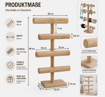 BELLE VOUS Schmuckständer Holz 48cm 4 Ebenen Schmuckbaum