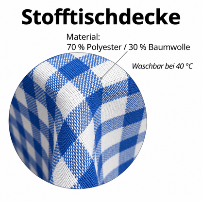 JEMIDI Biertisch Tischdecke 90x240 cm Blau Weiß Karo Stofftischdecke Bierzelt
