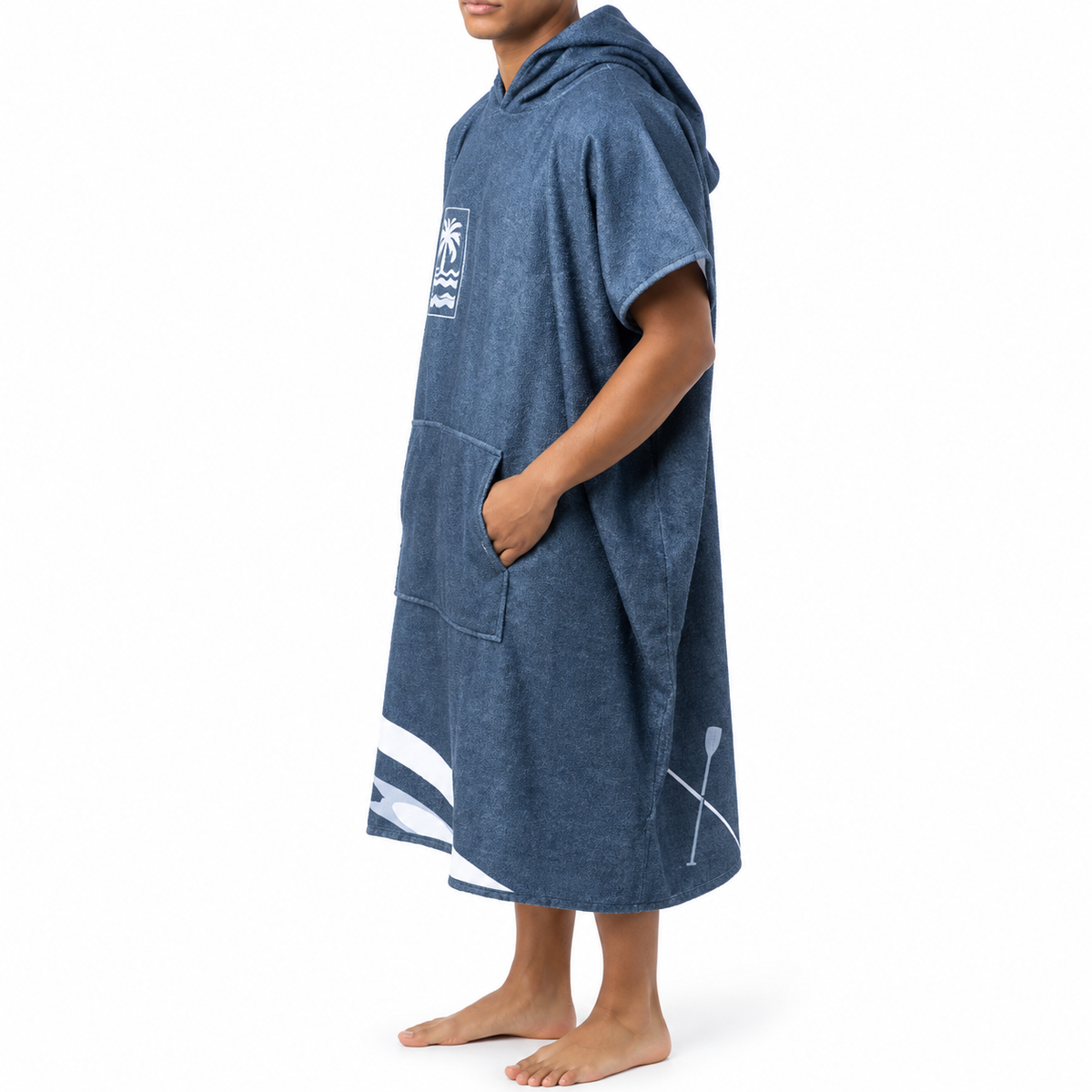 HOMELEVEL Badeponcho Unisex Surf Poncho Kapuze Baumwolle Strand Sauna One Size