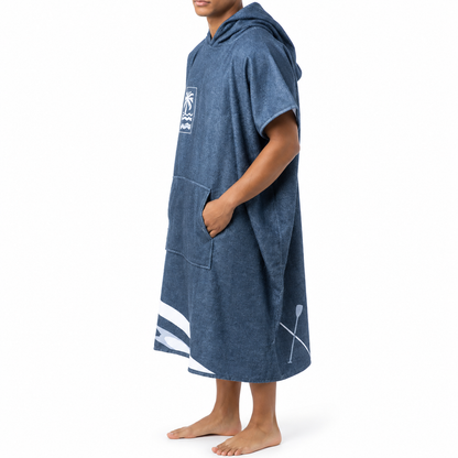 HOMELEVEL Badeponcho Unisex Surf Poncho Kapuze Baumwolle Strand Sauna One Size