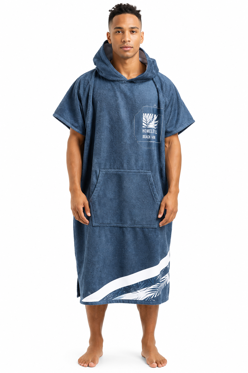 HOMELEVEL Badeponcho Unisex Surf Poncho Kapuze Baumwolle Strand Sauna One Size