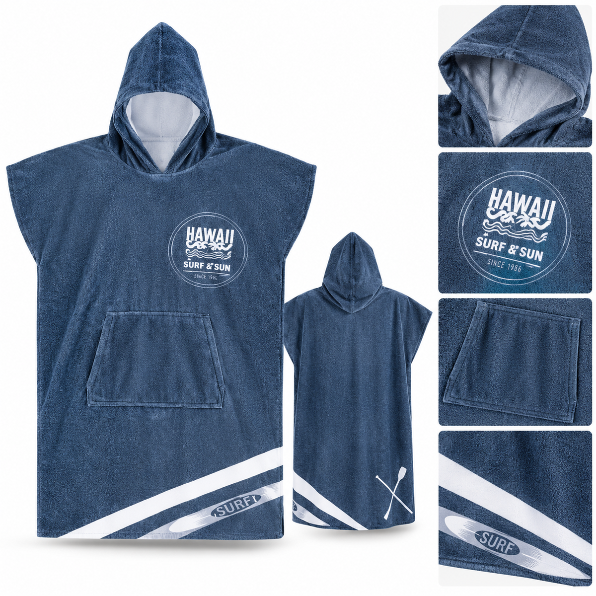 HOMELEVEL Badeponcho Unisex Surf Poncho Kapuze Baumwolle Strand Sauna One Size