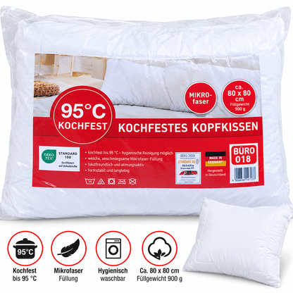 f.a.n. Frankenstolz Kopfkissen 80x80 cm Kochfest 95°C Mikrofaser Allergiker