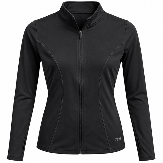 TCA Damen Sportjacke XS Schwarz Trainingsjacke Fitness Laufjacke Stretch