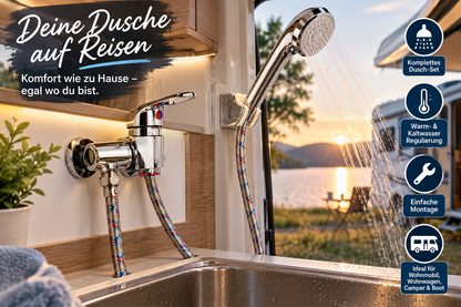 Wohnmobil Duscharmatur Set Einhebelmischer Handbrause Schlauch Chrom Camper