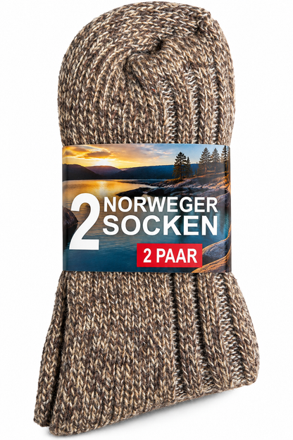 2 Paar Norweger Socken Wollsocken 32% Wolle Warm Winter verschiedene Größen