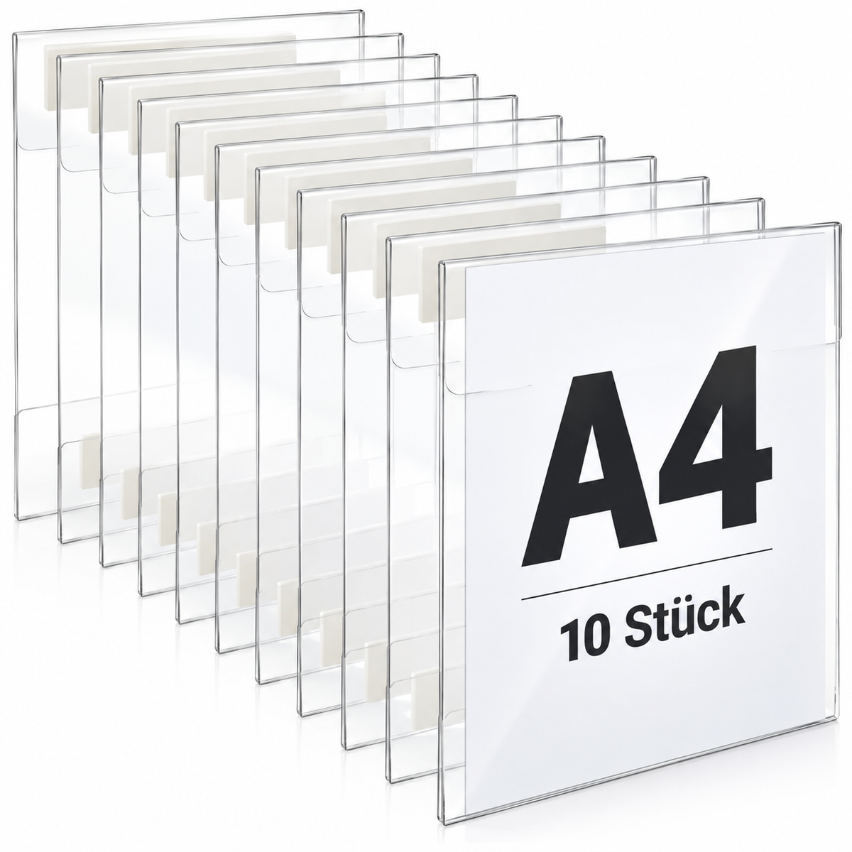 10x A4 Acryl Schildhalter selbstklebend Sichttasche Posterhalter Wand