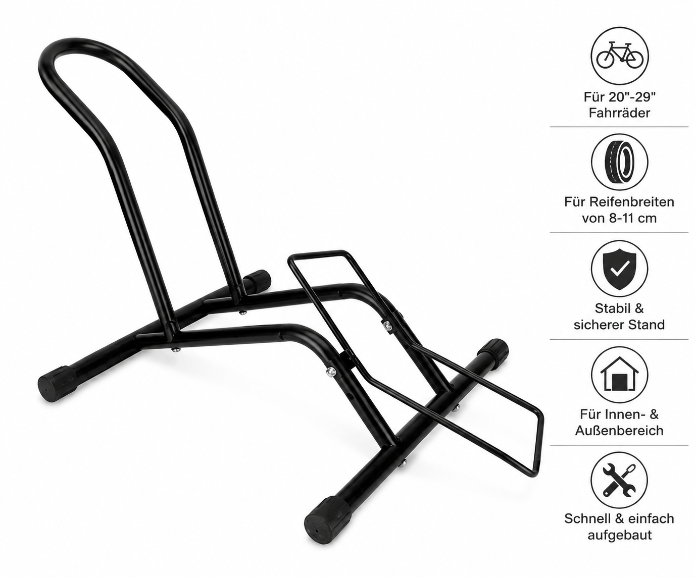 BELLE VOUS Fahrradständer 20-29 Zoll Bodenständer 8-11 cm Reifen Schwarz