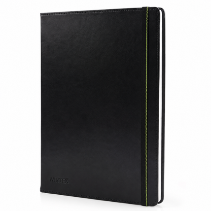 WINTEX Notizbuch DIN A4 96 Seiten Kunstleder Organizer kariert Schwarz
