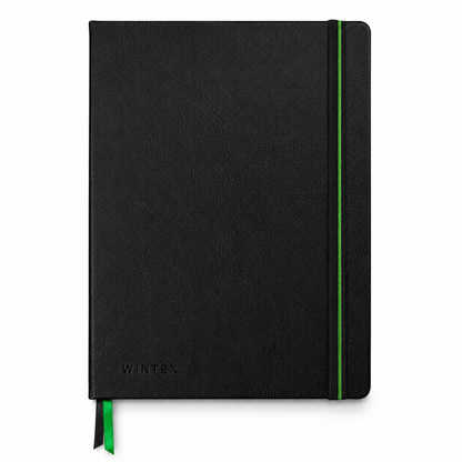 WINTEX Notizbuch DIN A4 96 Seiten Kunstleder Organizer kariert Schwarz