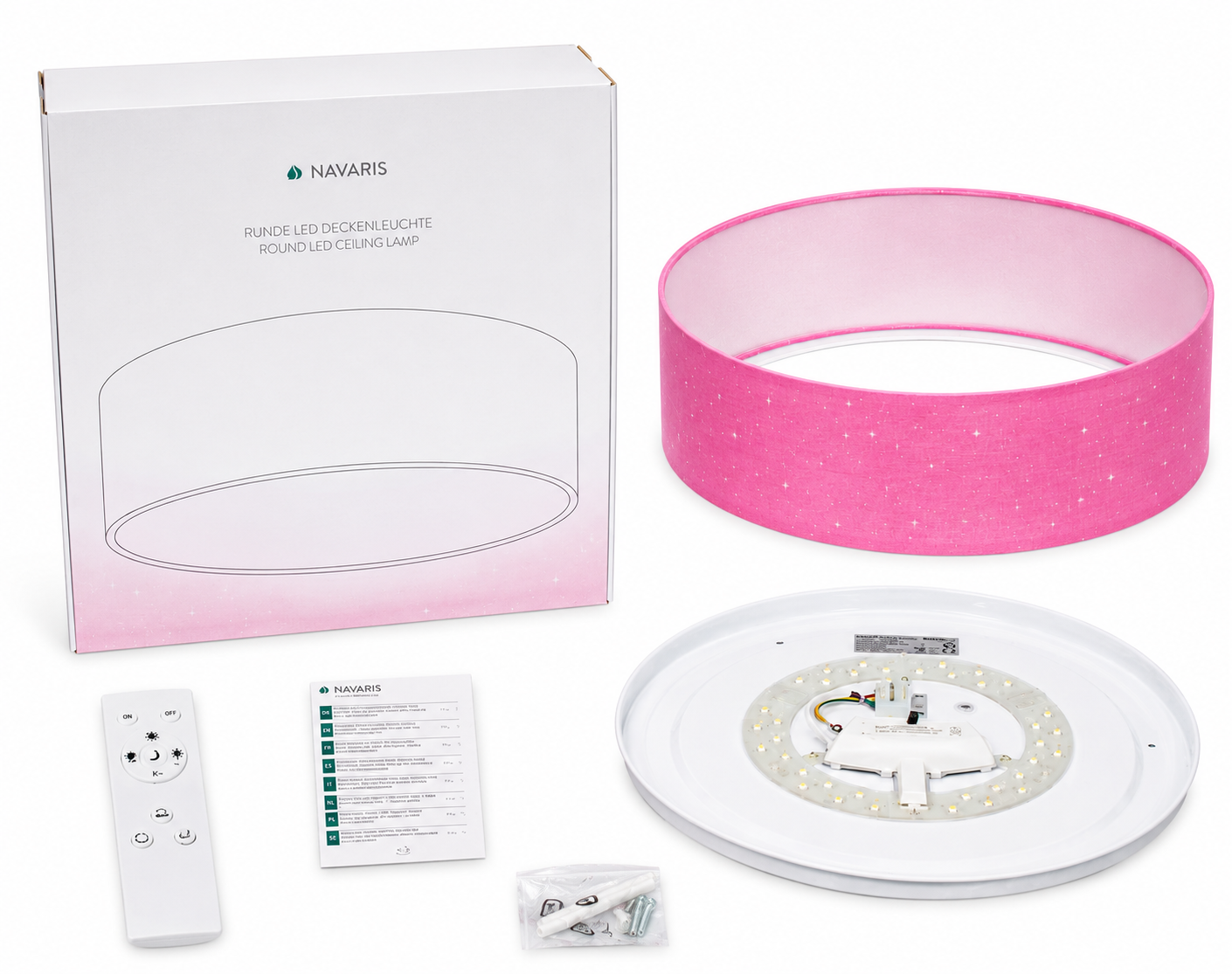 Navaris LED Deckenleuchte 40cm dimmbar Farbwechsel Fernbedienung Pink