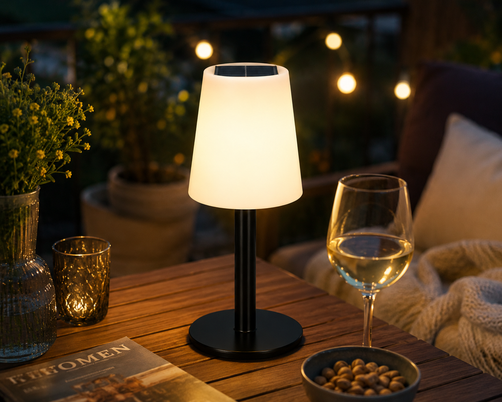 EASYmaxx LED Solar Tischleuchte Outdoor warmweiß IP44 8STD Leuchtdauer