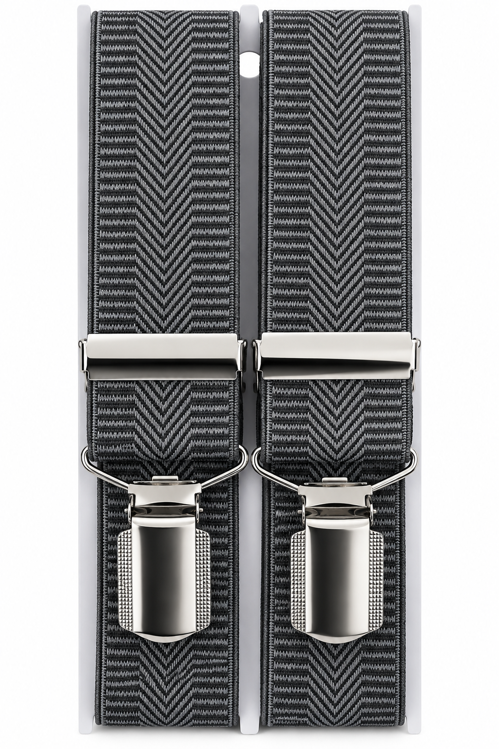 Wenco Create Hosenträger 120cm 36mm H-Form 4 Clips Grau Fischgrät Muster