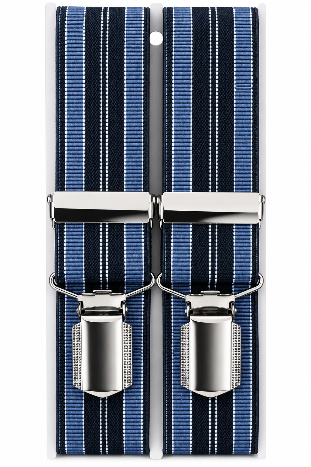 Wenco Hosenträger Herren Blau Gestreift 120cm 36mm 4 Clips H-Form
