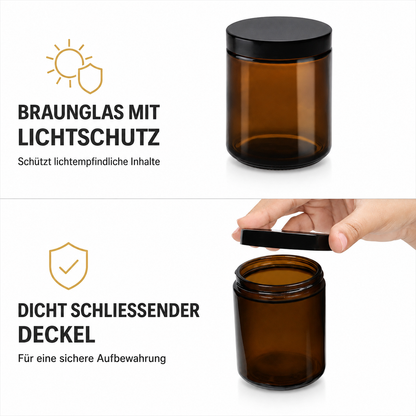BELLE VOUS 8er Braunglas Tiegel 240ml Kosmetikdosen Apothekerglas Schraubdeckel