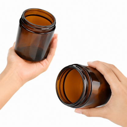 BELLE VOUS 8er Braunglas Tiegel 240ml Kosmetikdosen Apothekerglas Schraubdeckel