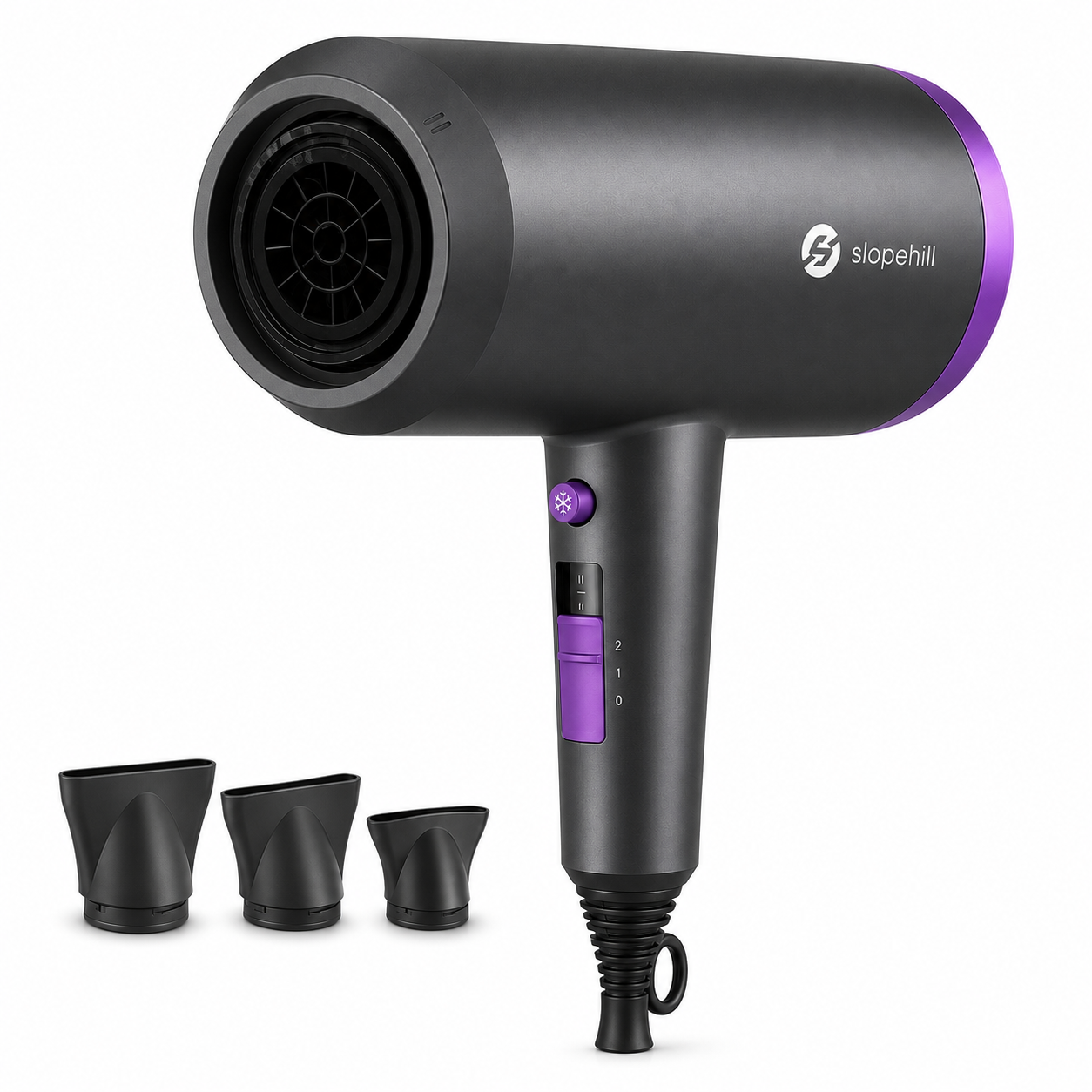 slopehill Ionen Haartrockner 1800W Profi Föhn Diffusor 3 Düsen AC Motor Grau
