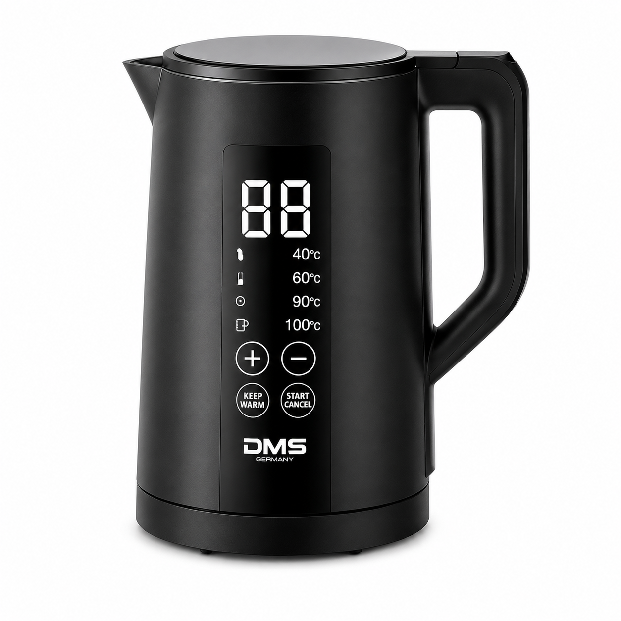 DMS Digitaler Wasserkocher 1,5L 2200W Edelstahl Temperaturwahl 40-100°C LED