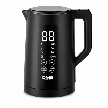 DMS Digitaler Wasserkocher 1,5L 2200W Edelstahl Temperaturwahl 40-100°C LED