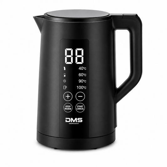 DMS Digitaler Wasserkocher 1,5L 2200W Edelstahl Temperaturwahl 40-100°C LED