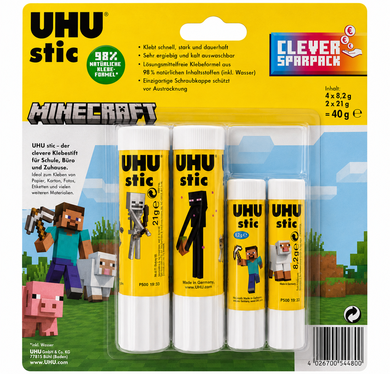 UHU Klebestifte 2x 8,2 g + 2x 21 g