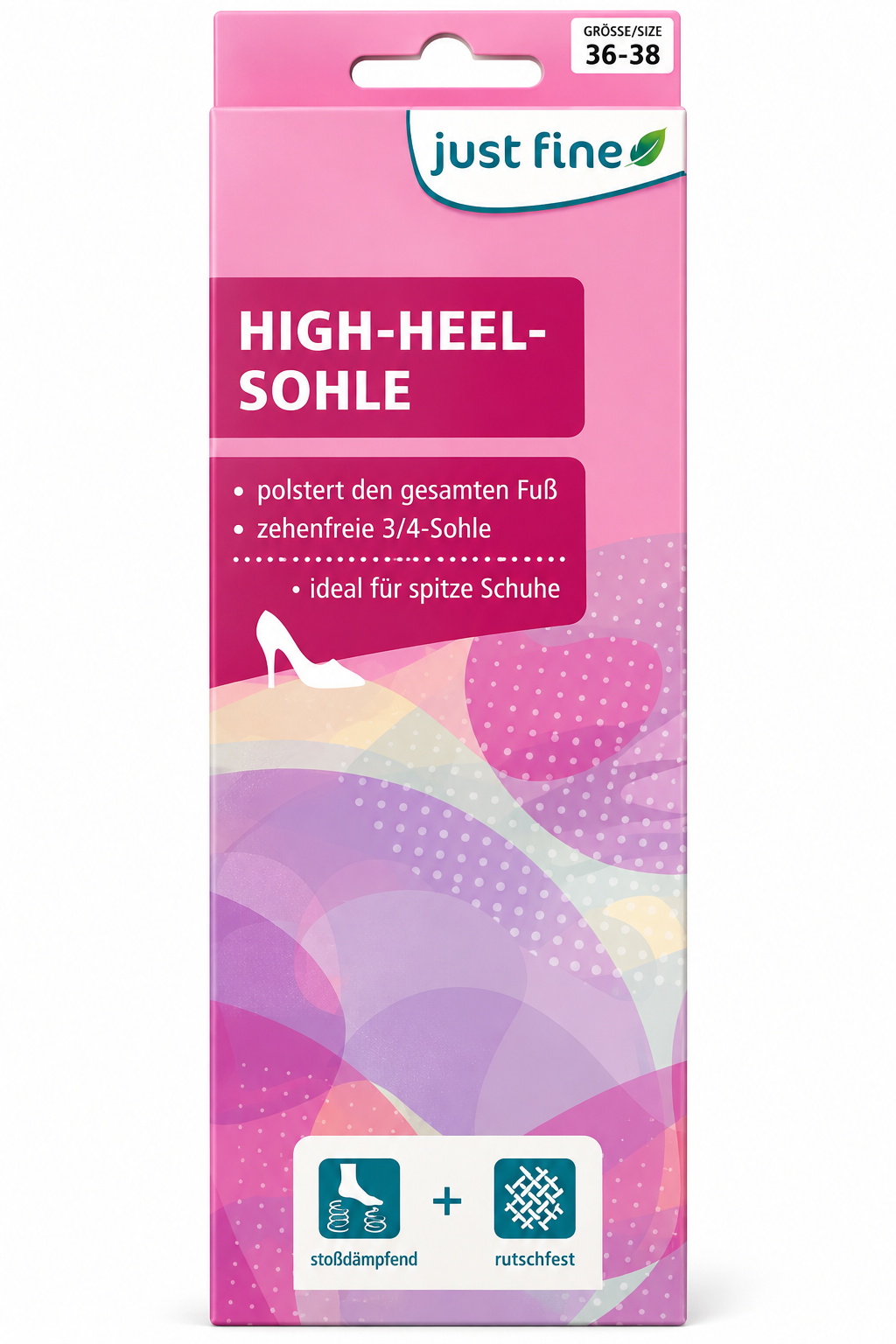 Just Fine High Heel Gel Einlegesohlen 36-38 3/4 Sohle Pumps Damen rutschfest