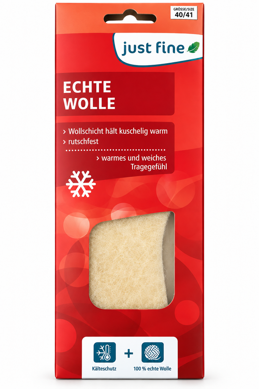 Just Fine Wollsohlen 40/41 100% Schurwolle Einlegesohlen Winter Kälteschutz