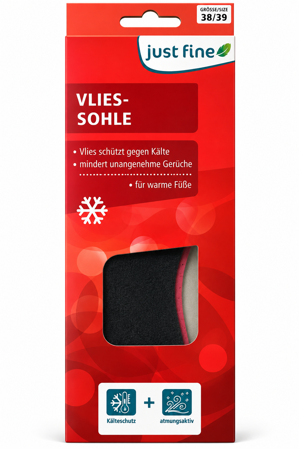Winter Einlegesohlen 38/39 Just Fine Vlies Schuheinlagen Aktivkohle warm 1 Paar