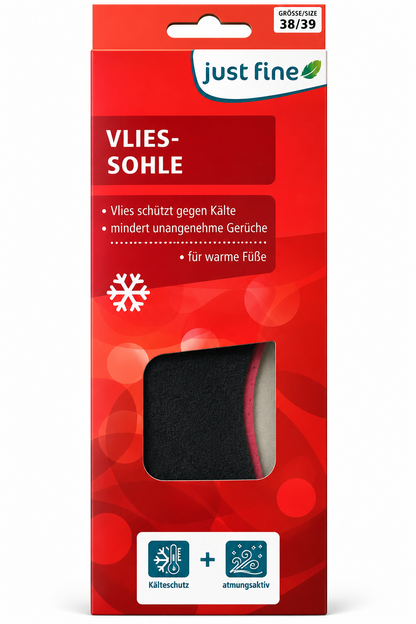 Winter Einlegesohlen 38/39 Just Fine Vlies Schuheinlagen Aktivkohle warm 1 Paar