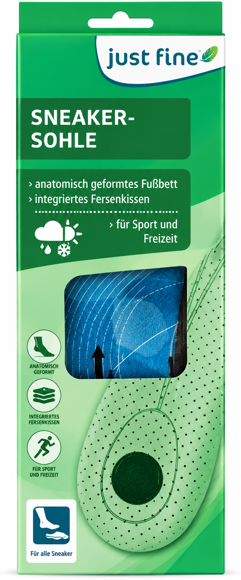Just Fine Sneaker Einlegesohlen 38/39 Gel Fersenkissen Sport Freizeit Fußbett