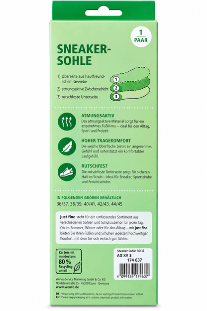 Just Fine Sneaker Einlegesohlen 38/39 Gel Fersenkissen Sport Freizeit Fußbett