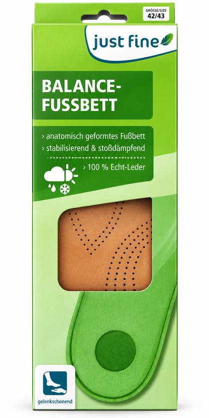Just Fine Leder Fußbett 42/43 Einlegesohlen Echtleder Aktivkohle anatomisch