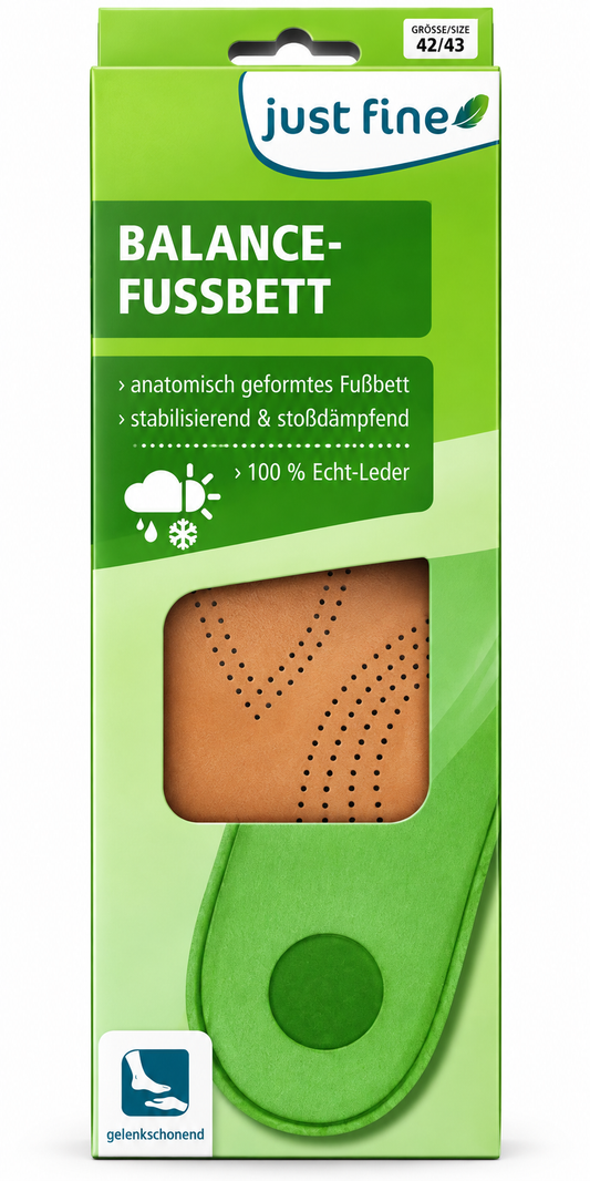 Just Fine Leder Fußbett 42/43 Einlegesohlen Echtleder Aktivkohle anatomisch