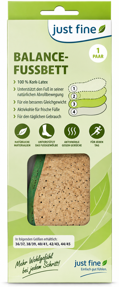 Just Fine Leder Fußbett 42/43 Einlegesohlen Echtleder Aktivkohle anatomisch