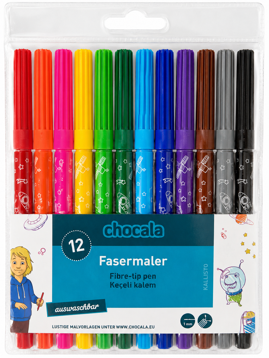 Chocala KALLISTO Fasermaler 12 Farben – Leuchtende Farben für kreative Ideen