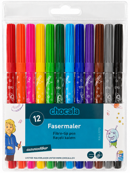 Chocala KALLISTO Fasermaler 12 Farben – Leuchtende Farben für kreative Ideen
