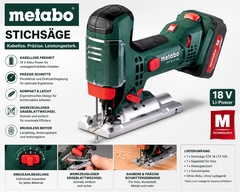 Metabo STA 18 LTX 100, ohne Akku und Ladegerät