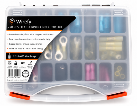 Wirefy Kabelschuhe Set 270tlg Quetschverbinder Schrumpfverbinder KFZ Elektro