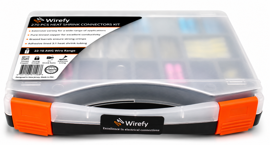 Wirefy Kabelschuhe Set 270tlg Quetschverbinder Schrumpfverbinder KFZ Elektro