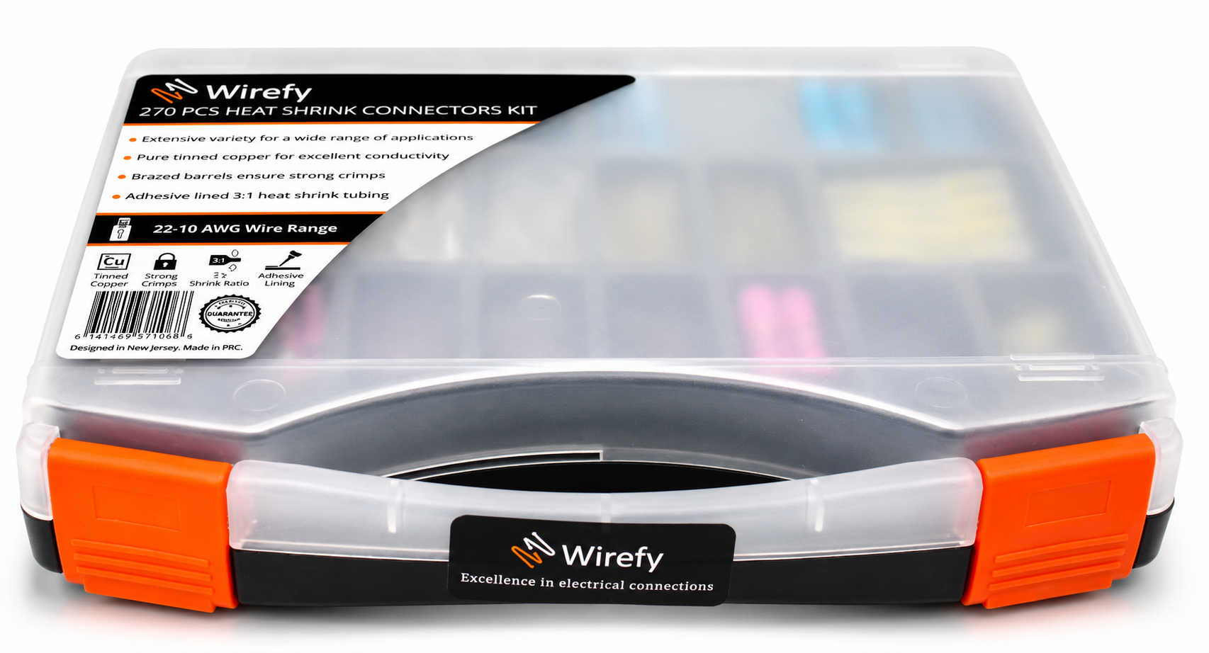 Wirefy Kabelschuhe Set 270tlg Quetschverbinder Schrumpfverbinder KFZ Elektro