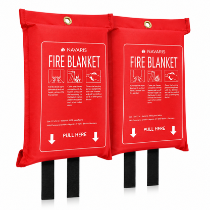 Navaris Löschdecke 2er Set Feuerlöschdecke Glasfaser 120x120cm Küche Auto