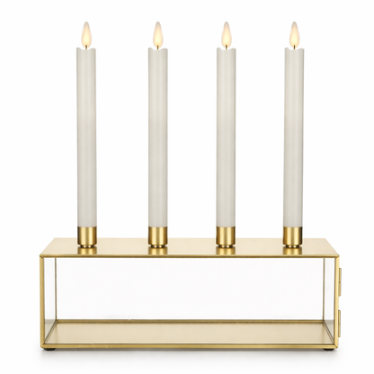 ELAMBIA 4 LED-Tafelkerzen inkl. Kerzenhalter Flamme Luma, Timer Höhe 24,5cm