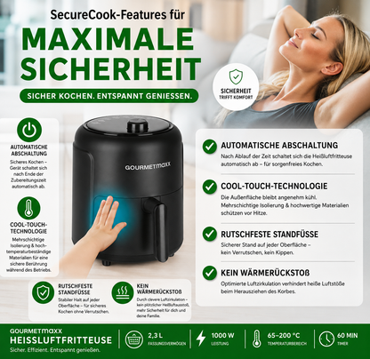 Gourmetmaxx Heissluft-FritteuseGOURMETmaxx Heißluftfritteuse 2,3L 1000W Air Fryer