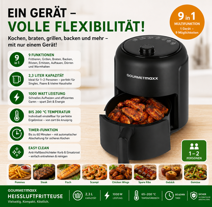 Gourmetmaxx Heissluft-FritteuseGOURMETmaxx Heißluftfritteuse 2,3L 1000W Air Fryer