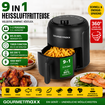 Gourmetmaxx Heissluft-FritteuseGOURMETmaxx Heißluftfritteuse 2,3L 1000W Air Fryer