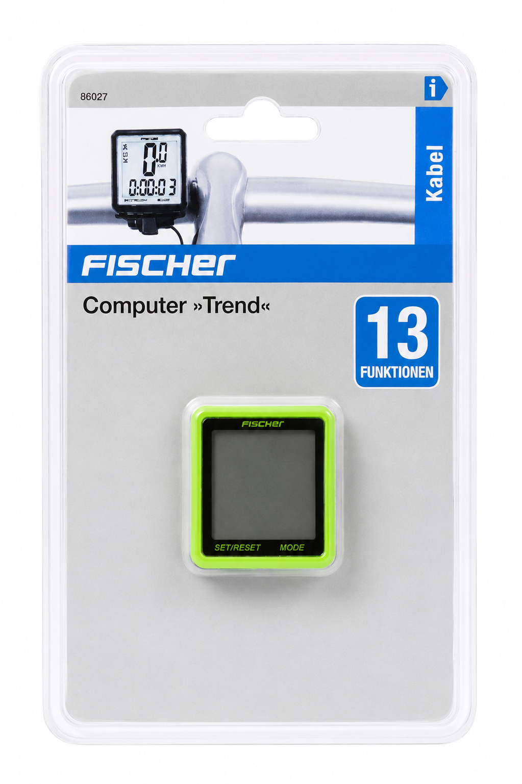 FISCHER Fahrradcomputer Trend Color 13 Funktionen Fahrradtacho Orange Weiß Grün